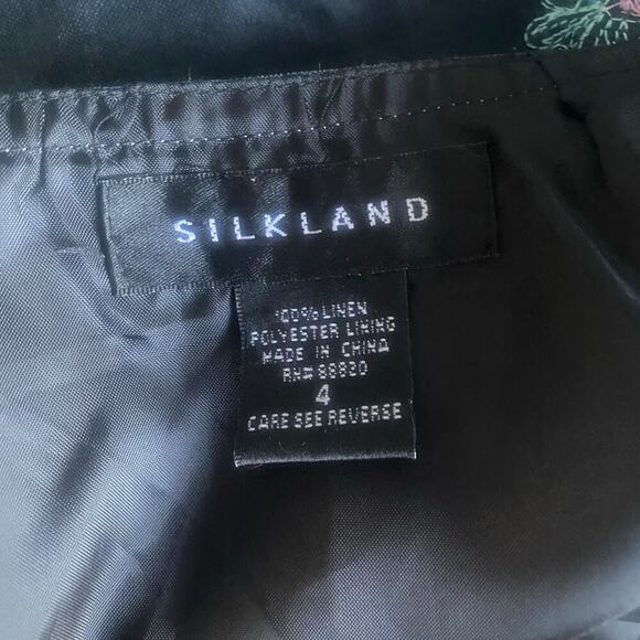 Silkland 100% Linen Black Floral Embroidered Short Skirt Size 4 - Picture 4 of 6
